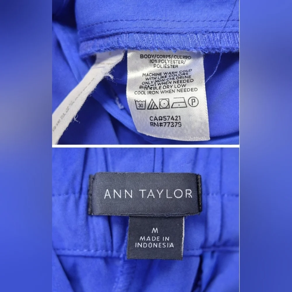 Ann Taylor Pull On Cropped Blue Purple High Rise Dress Pant M - Picture 5 of 6